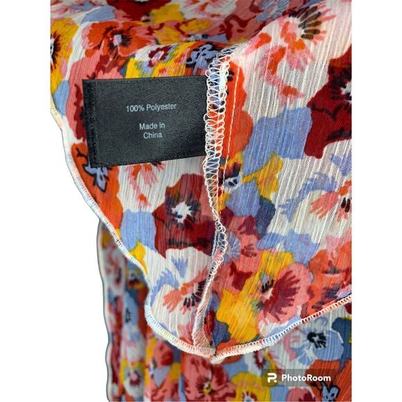 Lane Bryant Floral Sheer Shirt Orange Pink Red White Blue Size 18/20 - Picture 4 of 4